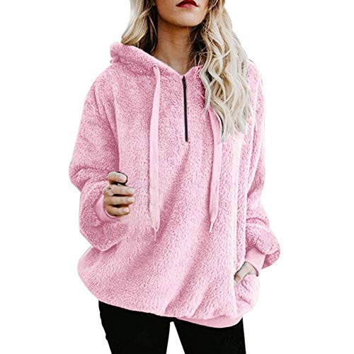 Mujer Caliente y Esponjoso Tops Chaqueta Suéter Abrigo Jersey Mujer Otoño-Invierno Talla Grande Hoodie Sudadera con Capucha riou