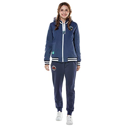 Mujer Traje de Ropa Deportiva de Tres Piezas Chándales Chaquetas Conjuntos de Chaqueta Impermeable Reversible Pantalones suéter de Las señoras 3pcs Conjuntos (L, Armada)