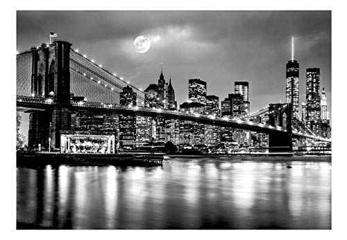 murando Fotomurales New York 350x256 cm XXL Papel pintado tejido no tejido Decoración de Pared decorativos Murales moderna de Diseno Fotográfic Ciudad Luna Noche d-B-0205-a-a