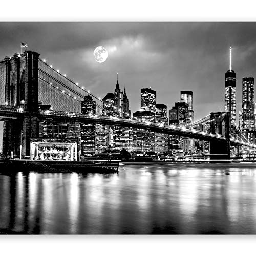 murando Fotomurales New York 350x256 cm XXL Papel pintado tejido no tejido Decoración de Pared decorativos Murales moderna de Diseno Fotográfic Ciudad Luna Noche d-B-0205-a-a