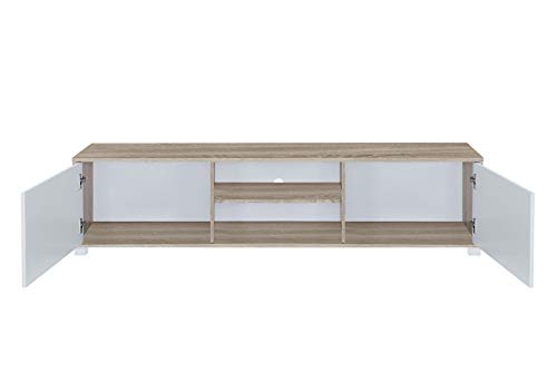 MyosHome - Mueble TV Salon Mesa para TV Color Roble y Blanco 180 x 40 x 41 cm Atenea