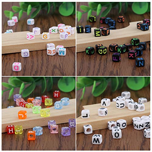 Naler 800 Abalorios Letras Cuadradas Cuentas Alfabeto para Pulseras DIY Manualidades(6mm, 26 Letras)