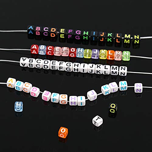 Naler 800 Abalorios Letras Cuadradas Cuentas Alfabeto para Pulseras DIY Manualidades(6mm, 26 Letras)