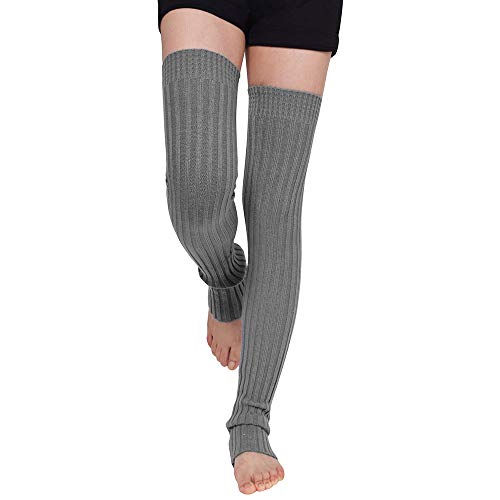 Nanxson Calentadores de Pierna Llarga de Mujer Calientapiernas Largos Leggins Danza Pilates Ballet Yoga Calcetines TTW0056 (L 86cm, Gris)