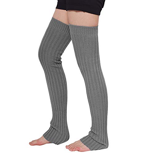 Nanxson Calentadores de Pierna Llarga de Mujer Calientapiernas Largos Leggins Danza Pilates Ballet Yoga Calcetines TTW0056 (L 86cm, Gris)