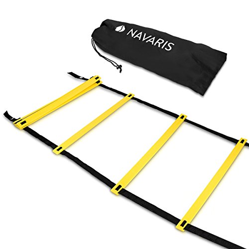 Navaris Escalera de Entrenamiento - Escalera para Hacer Deporte de 6M - para Mejorar Agilidad Velocidad coordinación - con 2 Bolsos