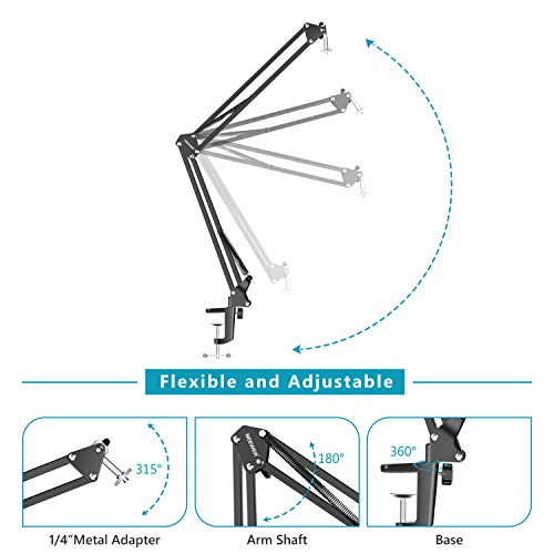 Neewer Montura Soporte Suspensión Boom Tijera Escritorio Adjustable para Logitech Webcam C922 C930e C930 C920 C615,Hierro Duradero,Carga hasta 2kg,Perfecto para Grabación Vídeo