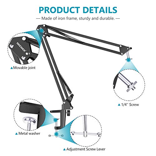 Neewer Montura Soporte Suspensión Boom Tijera Escritorio Adjustable para Logitech Webcam C922 C930e C930 C920 C615,Hierro Duradero,Carga hasta 2kg,Perfecto para Grabación Vídeo