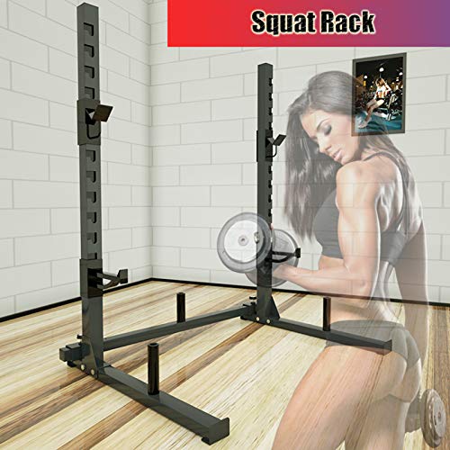 NENGGE Soporte para Barra de Pesas Multifuncion Squat Rack Sentadilla Rack Musculación Jaula de Sentadillas Peso Equipo de Formación Regulable en Altura, Carga Máxima de 300 Kg