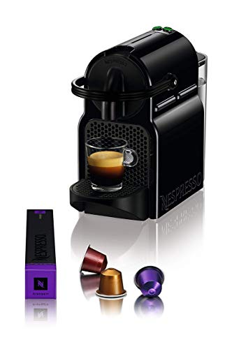 Nespresso De'Longhi Inissia EN80.B - Cafetera monodosis de cápsulas Nespresso, 19 bares, apagado automático, color negro, Incluye pack de bienvenida con 14 cápsulas