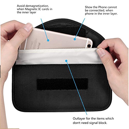 Newseego RFID Signal Blocker Pouch | 2X Free RFID Credit Card Sleeves | Anti Theft Faraday Bag for Car Key Fob & Cell Phone Blocking Pocket, Security Keyless Case Anti-Hacking Secure Antitheft(Black)