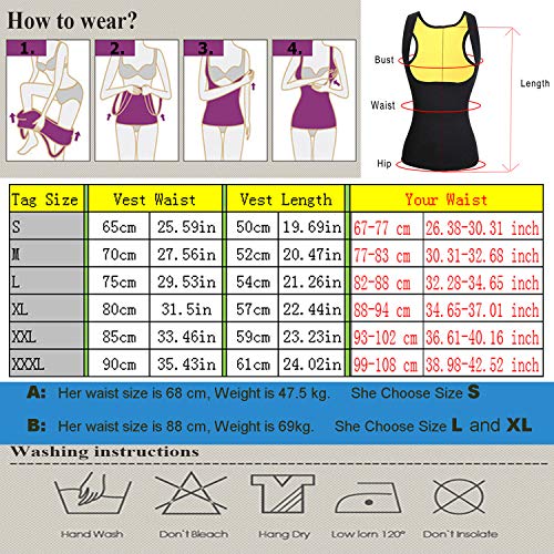 NHEIMA Faja Reductora Mujer Camisetas Sauna Adelgazantes para Mujer Chaleco de Neopreno Corset para Sudoración, Quema Grasa, Faja Abdomen, Tamaño L