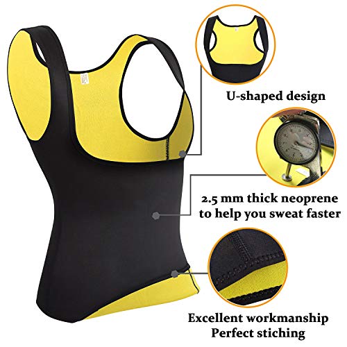 NHEIMA Faja Reductora Mujer Camisetas Sauna Adelgazantes para Mujer Chaleco de Neopreno Corset para Sudoración, Quema Grasa, Faja Abdomen, Tamaño L