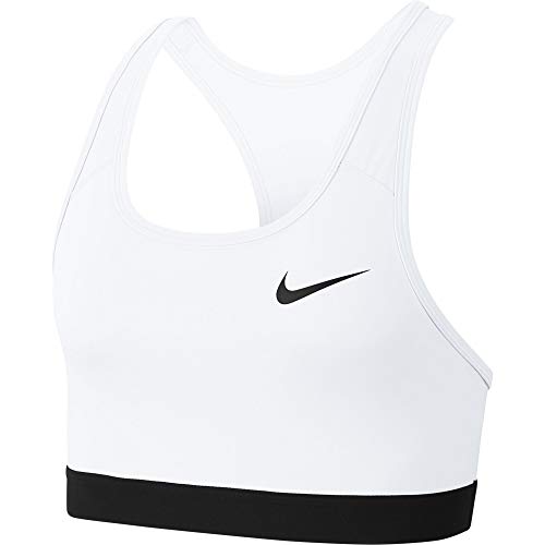 NIKE Med Band Bra Non Pad Sujetador de Deporte, Mujer, White/Black/(Black), S