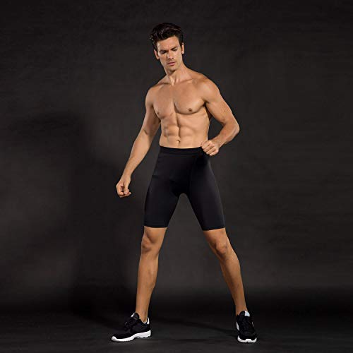 Niksa Mallas Cortas Running Hombre Pantalones Cortos de Compresión para Deporte, Fitness, Gym Negro Small