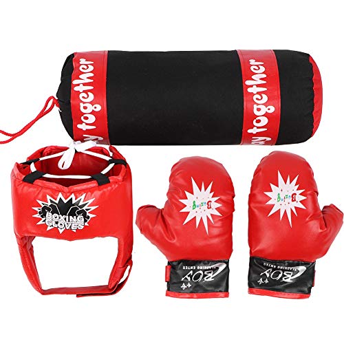 Niños Colgando Lucha Entrenamiento Boxeo Sacos de Arena Guantes Casco Niños Saco de Boxeo Juego de Regalo de Boxeo para niños para Practicar Karate, Taekwondo, MMA, Niños Adultos Juguete de Boxeo