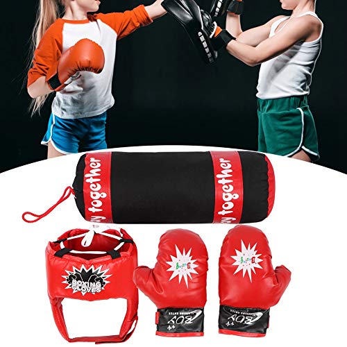 Niños Colgando Lucha Entrenamiento Boxeo Sacos de Arena Guantes Casco Niños Saco de Boxeo Juego de Regalo de Boxeo para niños para Practicar Karate, Taekwondo, MMA, Niños Adultos Juguete de Boxeo