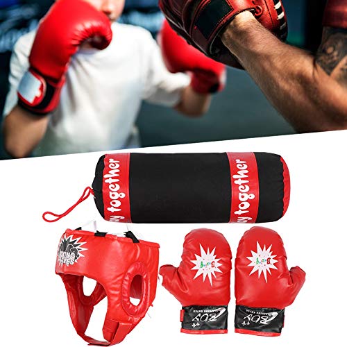 Niños Colgando Lucha Entrenamiento Boxeo Sacos de Arena Guantes Casco Niños Saco de Boxeo Juego de Regalo de Boxeo para niños para Practicar Karate, Taekwondo, MMA, Niños Adultos Juguete de Boxeo