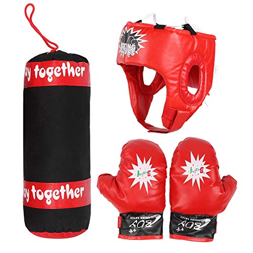 Niños Colgando Lucha Entrenamiento Boxeo Sacos de Arena Guantes Casco Niños Saco de Boxeo Juego de Regalo de Boxeo para niños para Practicar Karate, Taekwondo, MMA, Niños Adultos Juguete de Boxeo