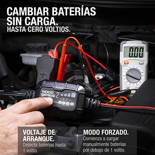 NOCO GENIUS2EU, Inteligente automático de 2A, Cargador 6V y 12V, mantenedor desulfatador de batería con compensación de temperatura