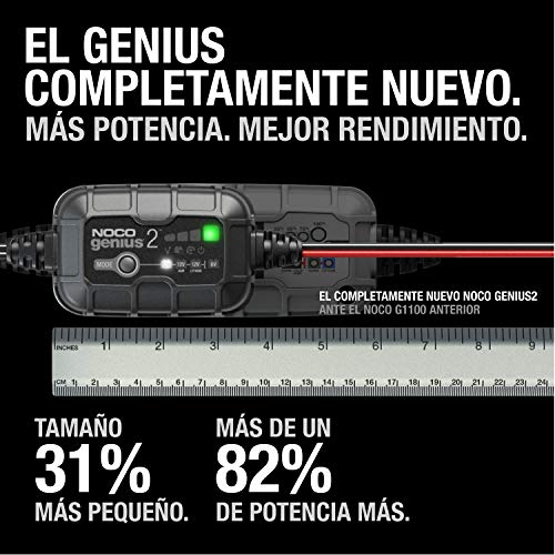 NOCO GENIUS2EU, Inteligente automático de 2A, Cargador 6V y 12V, mantenedor desulfatador de batería con compensación de temperatura