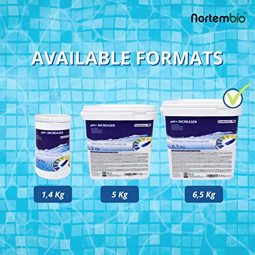 Nortembio Pool pH+ Plus 6,5 Kg, Elevador Natural pH+ para Piscina y SPA. Mejora la Calidad del Agua, Regulador pH, Beneficioso para la Salud.