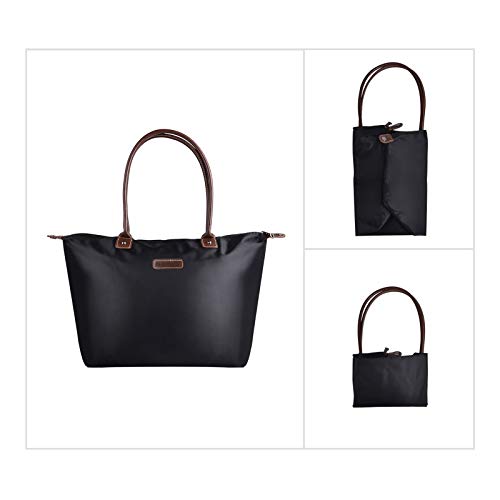 NOTAG Bolsos de Mujer, Grande Bolsos Totes Impermeable de Nylon Bolso Bandolera (Negro)