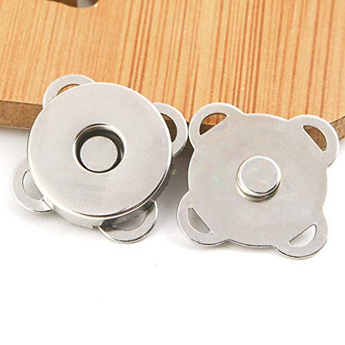 Nuluxi Magnético de Botón de Metal Coser Prendas de Metal Botones de Presión Botones de Presión de Metal Magnético Ideal para Coser, Manualidades, Ropa, Bolsos, Álbumes de Recortes y Más-18mm (Plata)