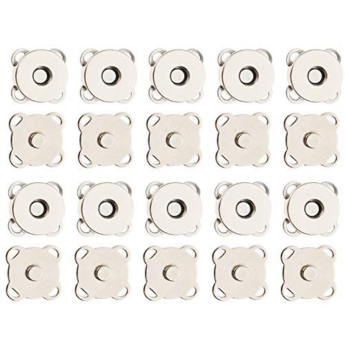 Nuluxi Magnético de Botón de Metal Coser Prendas de Metal Botones de Presión Botones de Presión de Metal Magnético Ideal para Coser, Manualidades, Ropa, Bolsos, Álbumes de Recortes y Más-18mm (Plata)