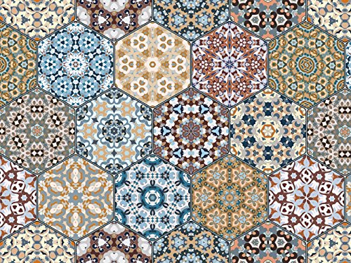 Oedim Alfombra Hexagonos Multicolor PVC | 95 cm x 165 cm | Moqueta PVC | Suelo vinilico | Decoración del Hogar