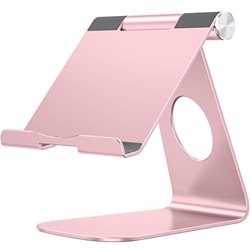 OMOTON Soporte para Tablet, Multi-Ángulo Ajustable Soporte de Aluminio para iPad Pro/Air 9.7/10.2/10.5/12.9, iPad Mini 2/3 /4/5, Samsung Tab A, MediaPad T5 y Otras Tablets, Máximo 13 Pulgadas,Oro Rosa