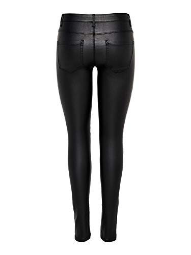 ONLY onlNEW ROYAL REG SK. BIKER COATED NOOS, Pantalones Mujer, Negro (Black), XS/L32 (Talla del fabricante: X-Small)