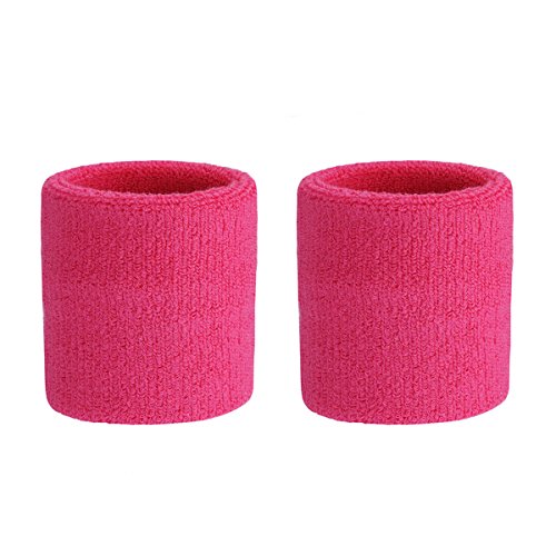 ONUPGO Juego de muñequeras para niños – banda de algodón atlético para el sudor para deportes (1 diadema + 2 pulseras) (rosa)