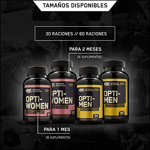 Optimum Nutrition ON Opti-Women, Suplemento Multivitamínico, Multivitaminas y Minerales para Mujeres con Vitamina D, Vitamina C, Magnesio y Acido Folico, Sin Sabor, 60 Porciones, 120 Cápsulas