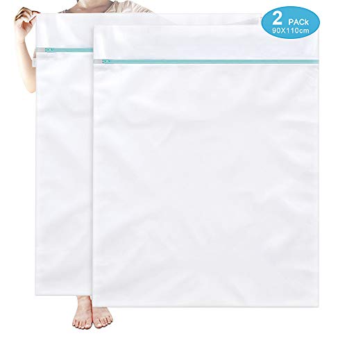 OTraki Malla Bolsa para Lavadora 2 PCS 90 x 110 Bolsa Lavandería con Cremallera Saco para Colada y Organizador de Ropa para Suéter, Abrigo, Ropa de Cama, Cortinas y Colchas Delicadas