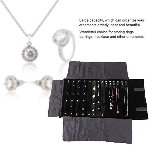 Oumij Rollo de Joyería de Viaje Bolsa de Almacenamiento de Joyas Multifuncional Ligero, Portátil y de Gran Capacidad Rollo Organizador de Joyas para Collares, Pendientes, Pulseras, Anillos, Broches