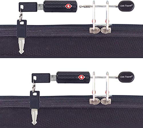 OW-Travel Candado de Cable con Llave TSA, Cable Acero Plastificado. Candado para Taquilla. Candados para mochilas y maletas. Candado Taquilla Gimnasio. TSA Candado Seguridad cable con Llaves Negro 1