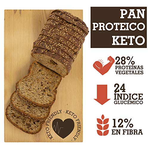 Pan Proteico SiempreTierno XXL 500 grs · Pan Keto Proteinado Bajo en Carbohidratos · 28% de Proteínas · Ideal dietas Hipocalóricas y Altas en Proteínas KETO · Dura hasta 88 días sin frio.