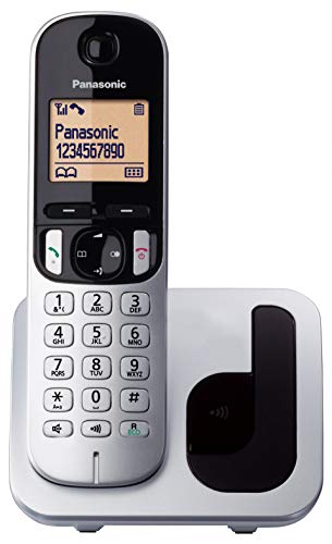 Panasonic KX-TGC210 - Teléfono fijo inalámbrico (LCD, identificador de llamadas, agenda de 50 números, tecla de navegación, modo ECO, reducción de ruido), Gris/Negro/Blanco, TGC21 Solo