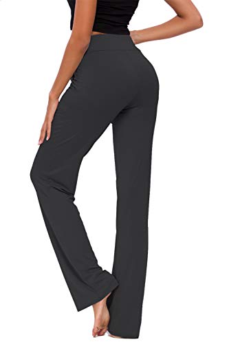 Pantalones De Yoga para Mujer con Bolsillos Cordón De Pierna Ancha Salón Recto Suelto Pantalones De Entrenamiento De Entrenamiento Pantalones De Chándal Casuales Activos (Negro, L)