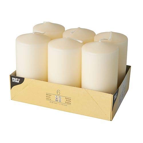 PAPSTAR 17,991 - Conjunto de 6 Velas, 60 x 115 mm, 6 Piezas, Colores: Crema