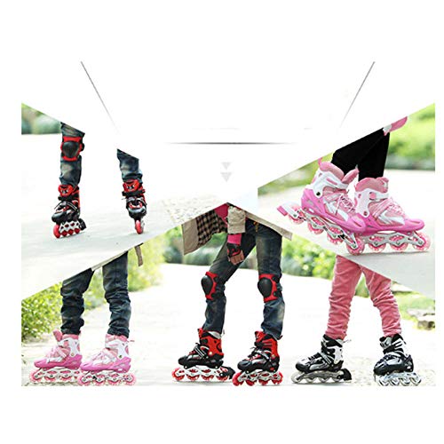 Patines en Línea Ajustables Patines de Ruedas Para Niños y Adultos Soporte de Aluminio Con Ruedas de Destello Completo Ejercicio Niños Niñas Hombres y Mujeres Patines en Línea Rojo_L (Ue: 37-41)