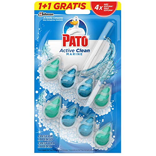 Pato - Active Clean colgador para inodoro, frescor intenso, perfuma y desinfecta, aroma Marine, (duo pack, 2 unidades) [Todos los aromas], J308511