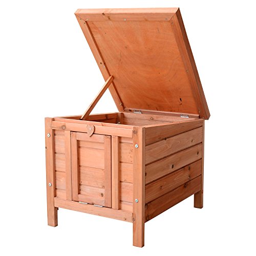 Pawhut Conejera Madera de Exterior Jaula para Conejo Cobaya Casa para Animal Pequeño 51x42x43cm