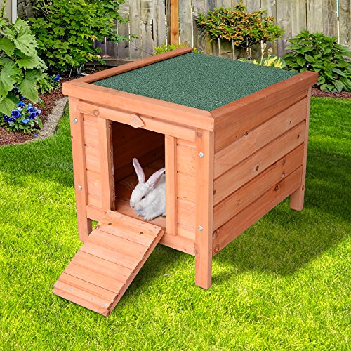 Pawhut Conejera Madera de Exterior Jaula para Conejo Cobaya Casa para Animal Pequeño 51x42x43cm