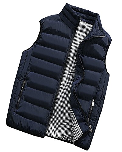 PengGeng Hombre Invierno Calor Chalecos Sin Mangas De Plumas Chaquetas Acolchado Cazadoras Azul L