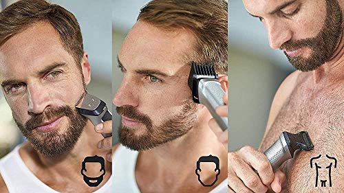 Philips Barbero MG7720/15 Recortador de barba y pelo, óptima precisión, 14 en 1 tecnología Dualcut, autonomía de 120 minutos, batería, Negro/Plata