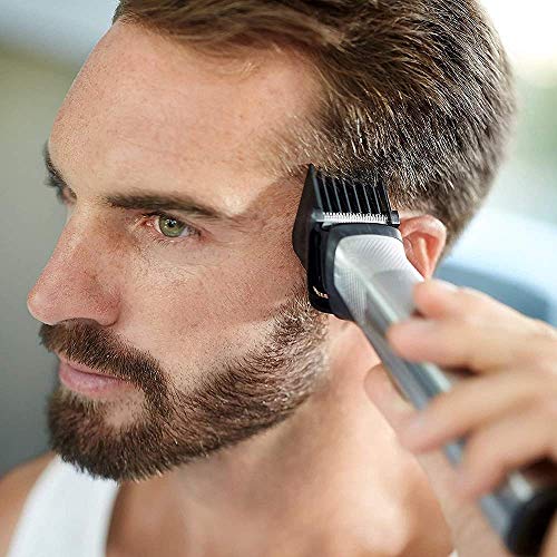 Philips Barbero MG7720/15 Recortador de barba y pelo, óptima precisión, 14 en 1 tecnología Dualcut, autonomía de 120 minutos, batería, Negro/Plata