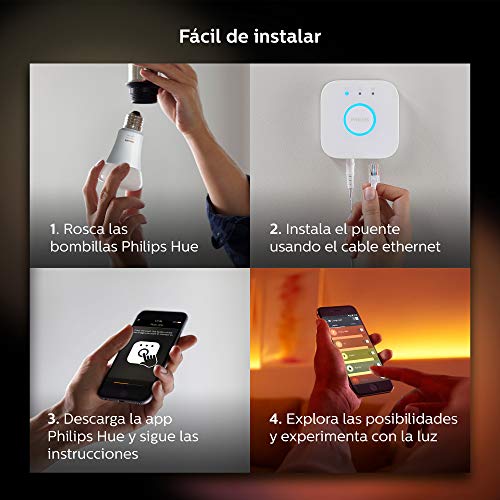 Philips Hue Bombilla Inteligente LED E14, 6 W, Luz Blanca de Cálida a Fría, Compatible con Alexa y Google Home