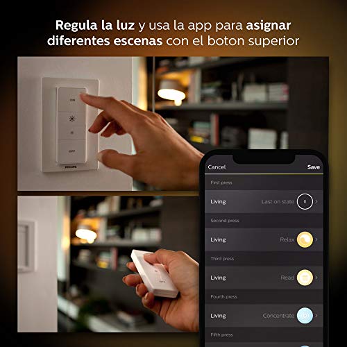 Philips Hue Bombilla Inteligente LED E14, 6 W, Luz Blanca de Cálida a Fría, Compatible con Alexa y Google Home